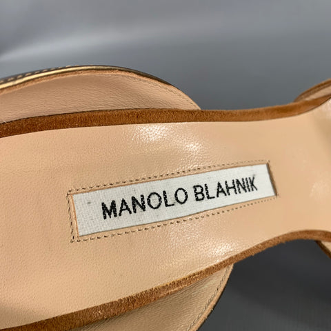 MANOLO BLAHNIK Size 9.5 Brown Metallic Suede Two Tone Suede Pointed Toe Pumps