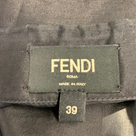 FENDI Size S Black Sheer Chiffon Button Up Short Sleeve Shirt