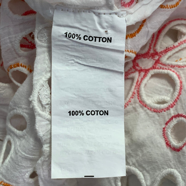 RAMY BROOK Size XL White Pink Orange Cotton Cut Out Button Up Casual Top