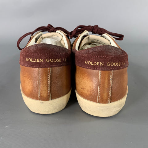 GOLDEN GOOSE Super Star Size 8 Brown Burgundy Leather Sneakers