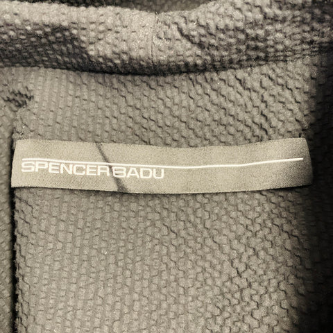 SPENCER BADU Size L Black Seersucker Cotton Oversized Zip Up Short Sleeve Shirt