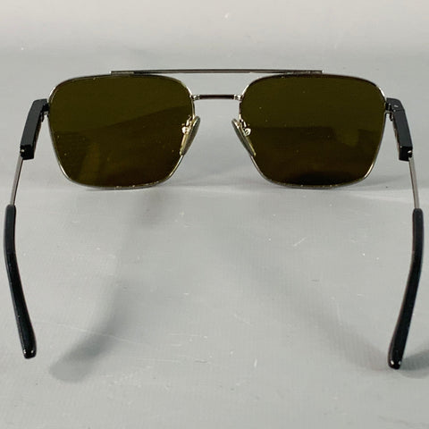 PRADA Silver Black Metal Pilot Sunglasses