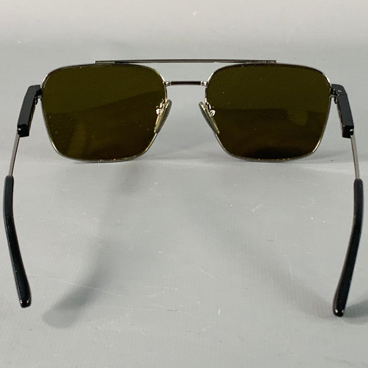 PRADA Silver Black Metal Pilot Sunglasses