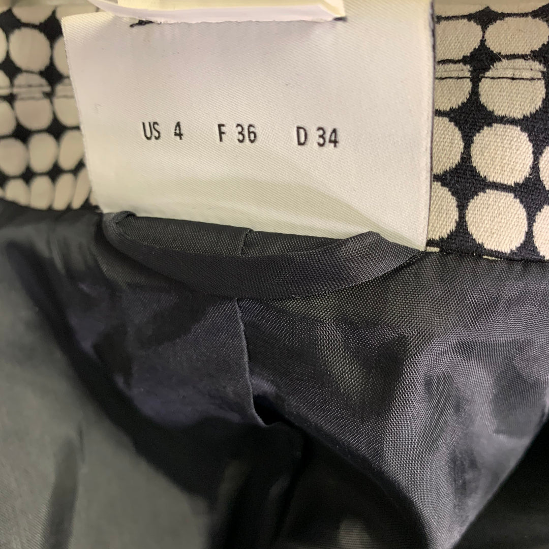 AKRIS Size 4 Black White Cotton Blend Polka Dot Notch Lapel Jacket Dress Set
