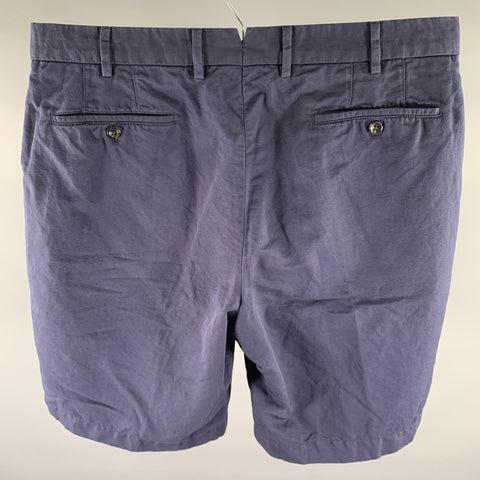 INCOTEX Size 36 Navy Cotton Linen Shorts