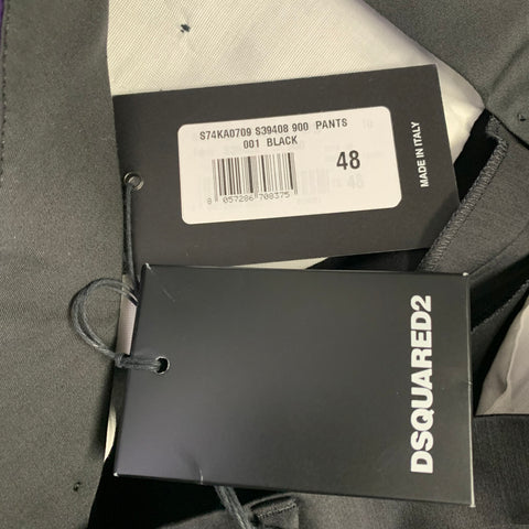 DSQUARED2 Size 38 Black Wool Silk Peak Lapel Suit