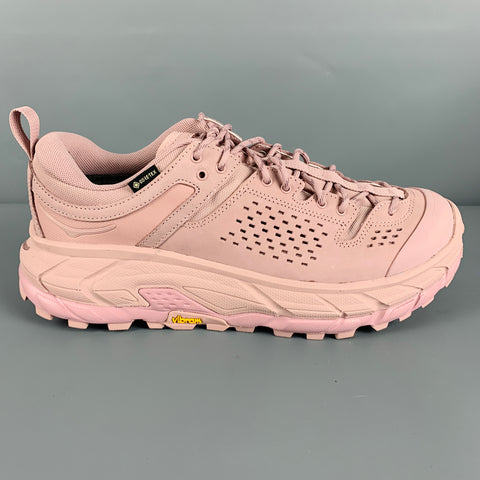 HOKA Size 9.5 Pink Leather Lace-Up Athletic Sneakers