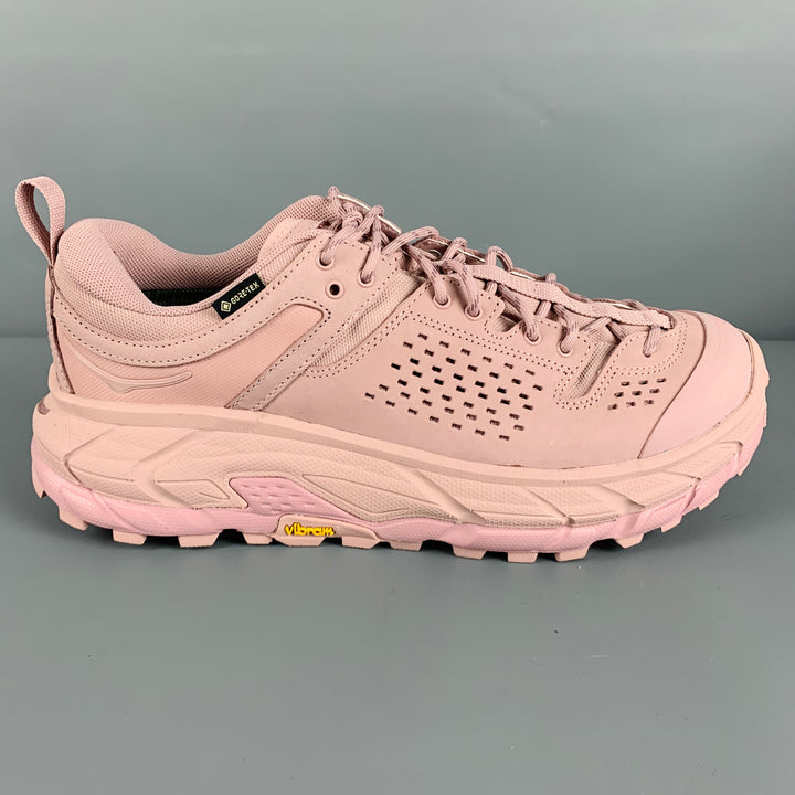 HOKA Size 9.5 Pink Leather Lace-Up Athletic Sneakers