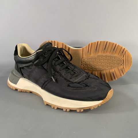 MAISON MARGIELA Size 10 Black Solid Nylon Lace Up Sneakers