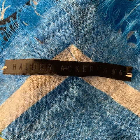 HAIDER ACKERMANN Blue White & Black Floral Scarves
