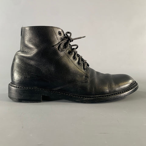 SAINT LAURENT Size 7.5 Black Leather Lace Up Boots