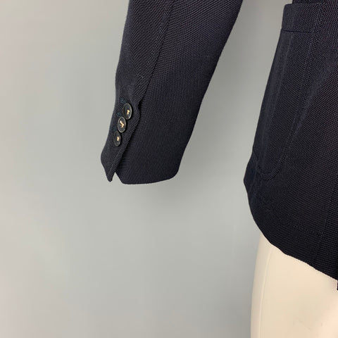THE GIGI Taille 36 Manteau de sport à double boutonnage en mélange de coton texturé bleu marine