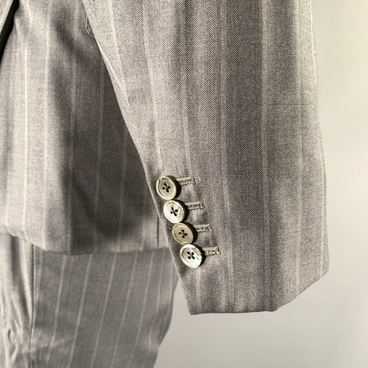 ISAIA Size 40 Grey Pinstripe Wool Notch Lapel  2 Piece Suit