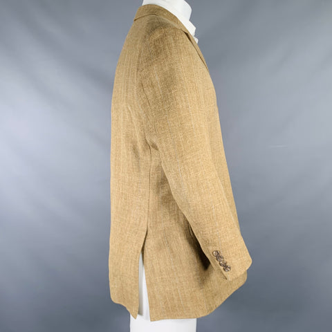 POLO by RALPH LAUREN Size 40 Khaki Herringbone Notch Lapel Sport Coat