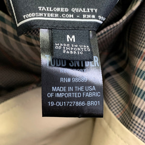 TODD SNYDER Size M Khaki Multi Color Plaid Polyester Blend Reversible Belted Coat