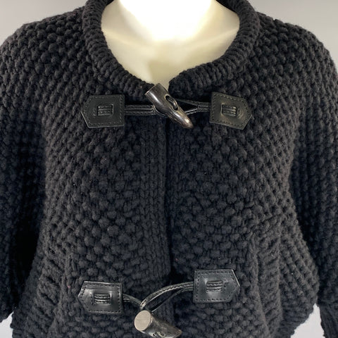 DSQUARED2 Size M Black Wool Knit Toggle Closure Sweater