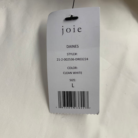 JOIE Size L Daines White Cotton Belted Midi Shirt Dress