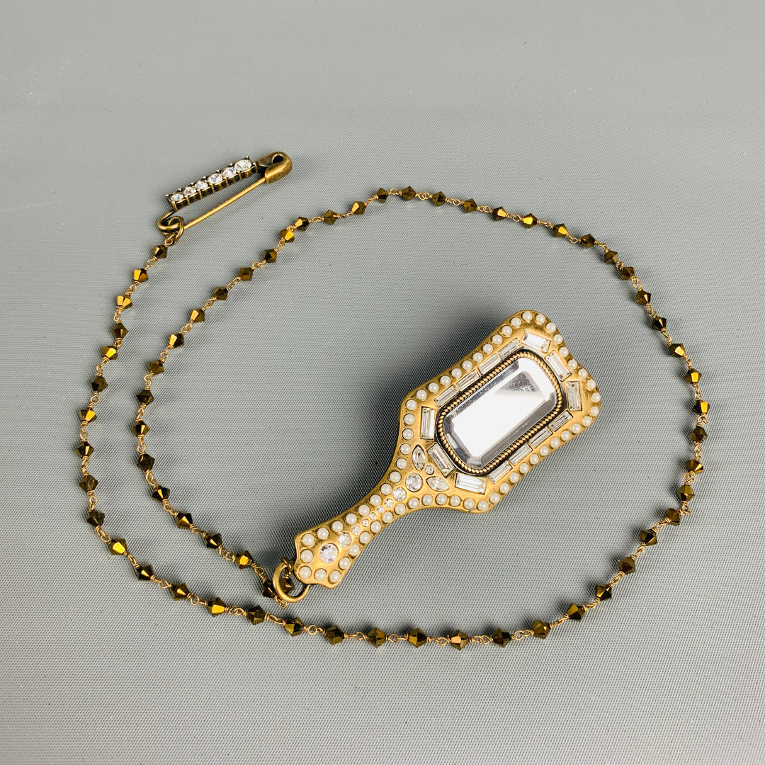 MARC JACOBS Gold Black Beaded Metallic Pearl Necklace