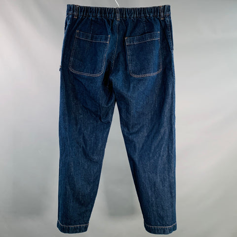 BARENA Size 34 Indigo Twill Cotton Tapered Cargo Jeans