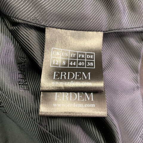 ERDEM Size 8 Black Wool Blend Floral Peak Lapel Jacket Blazer