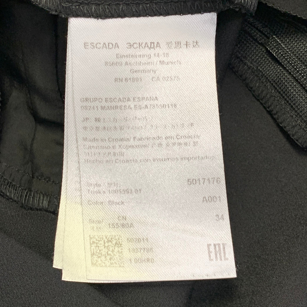 ESCADA Size 4 Black Polyamide Blend Tapered Side Zipper Dress Pants