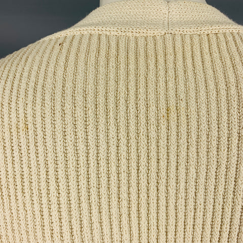 JACQUEMUS Taille XL Cardigan surdimensionné en mélange de coton côtelé jaune crème