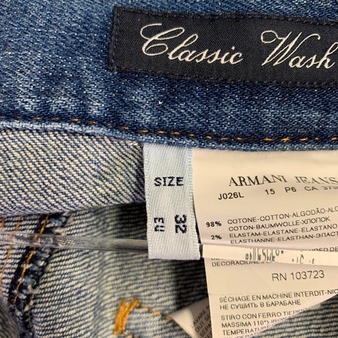 ARMANI JEANS Jean à braguette boutonnée en mélange de coton bleu Taille 32