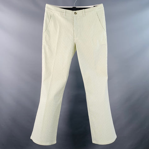 BONOBOS Size 32 White Blue Green Stripe Flat Front Casual Pants