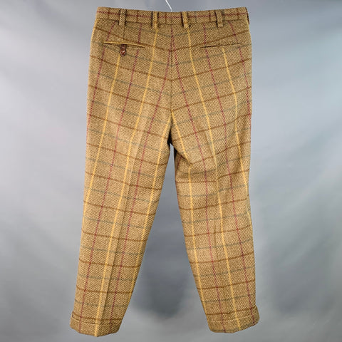 BILLS KHAKIS Size 38 Tan Multi Color Plaid Wool Flat Front Dress Pants