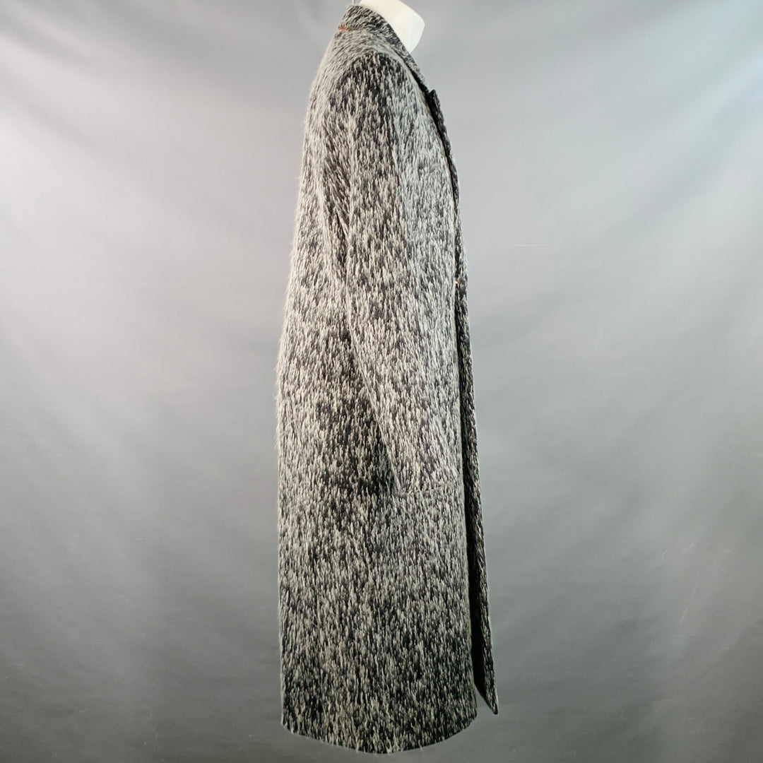 PAUL SMITH Size M Grey White Textured Wool Blend Peak Lapel Coat