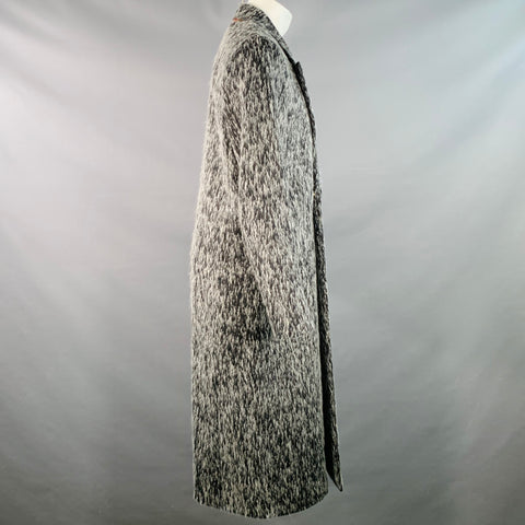 PAUL SMITH Size M Grey White Textured Wool Blend Peak Lapel Coat