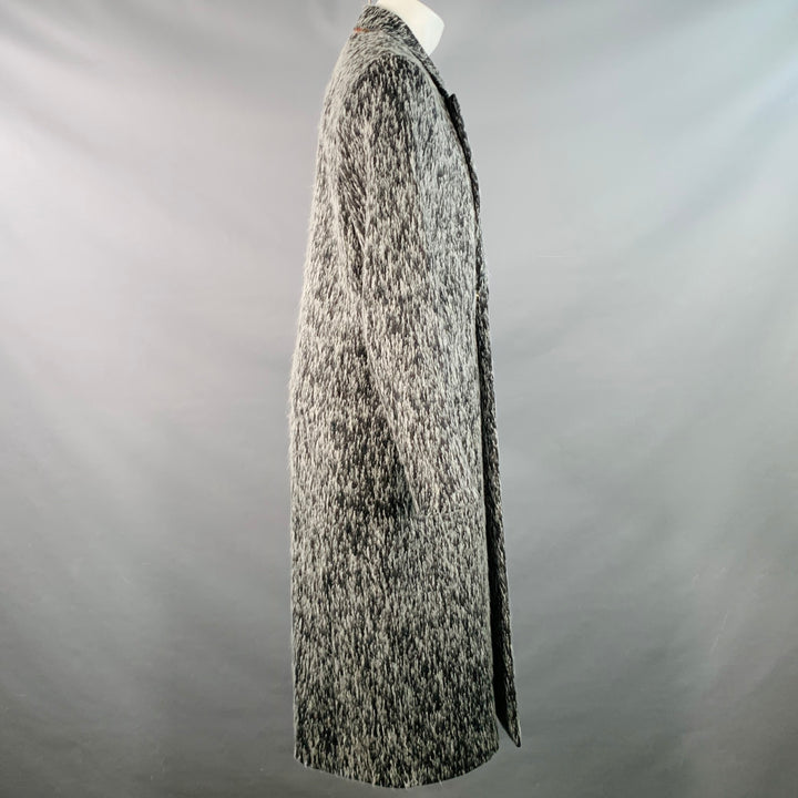 PAUL SMITH Size M Grey White Textured Wool Blend Peak Lapel Coat