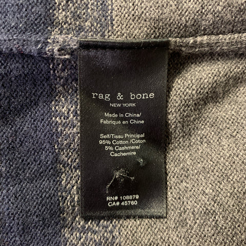 RAG & BONE Size M Black Grey Navy Cotton Cashmere Ribbed Polo