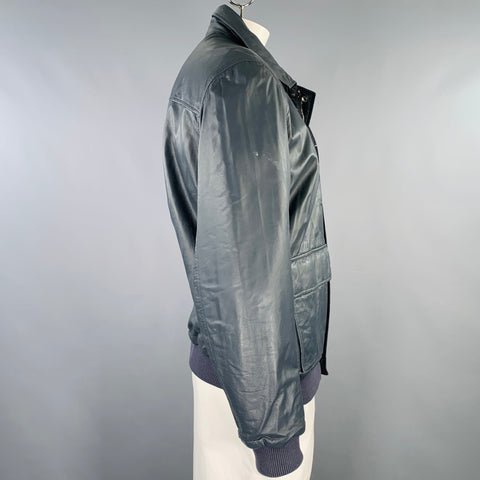 PORSCHE DESIGN Size L Grey Charcoal Leather Reversible Jacket