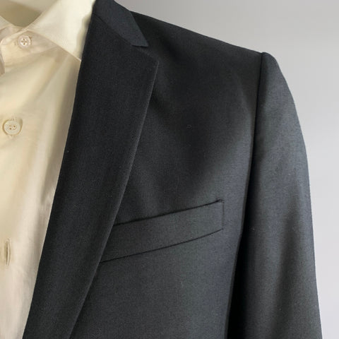 THEORY Chest Size 42 Black Solid Wool Notch Lapel 36 35 Suit