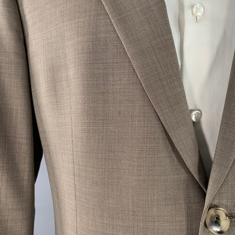 HUGO BOSS Size 40 Regular Grey Taupe Nailhead Virgin Wool Suit