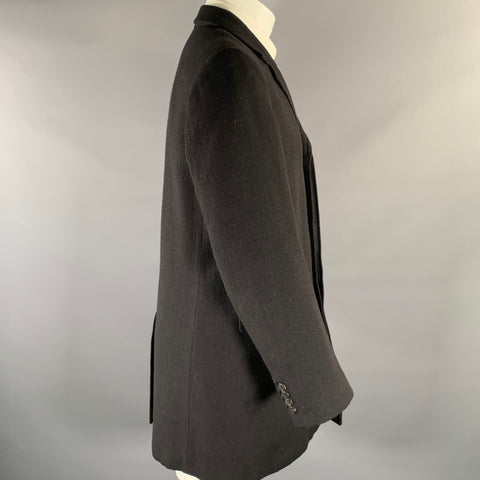 DRIES VAN NOTEN Size 40 Black Cotton Wool Hidden Placket Coat