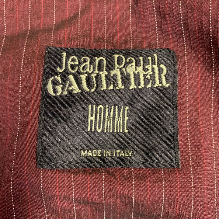 JEAN PAUL GAULTIER Size M Gold Burgundy Mixed Fabrics Cropped Vest