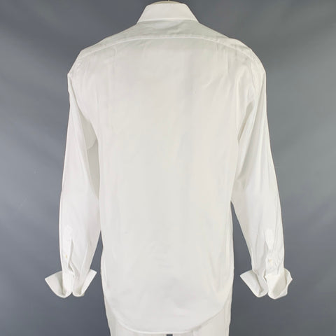 SAKS FIFTH AVENUE Size XL White Cotton French Cuff Long Sleeve Shirt