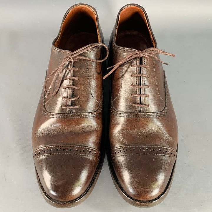 ALLEN EDMONDS Size 11 Fifth Avenue Brown Leather Oxford Cap Toe Lace-Up Shoes