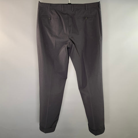 PRADA Size 40 Dark Grey Polyester Cotton Flat Front Dress Pants