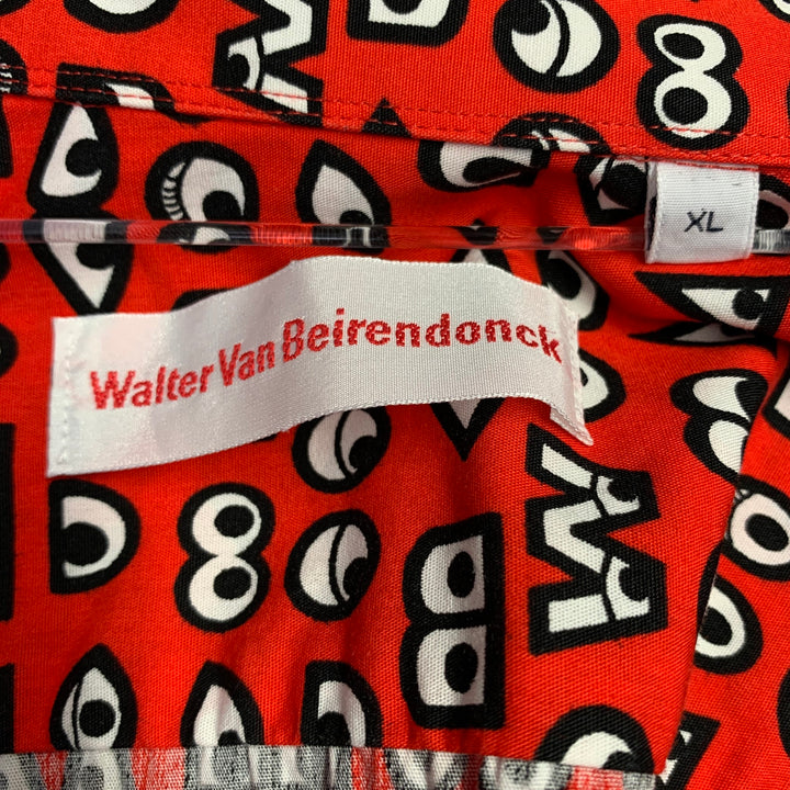 WALTER VAN BEIRENDONCK Size XL Red Black White Cartoon Eyes Long Sleeve Shirt