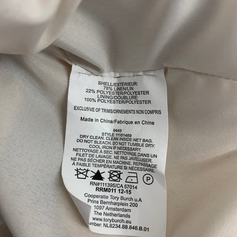 TORY BURCH Size 8 Grey Blue Linen Polyester Floral A-Line Mid-Calf Dress