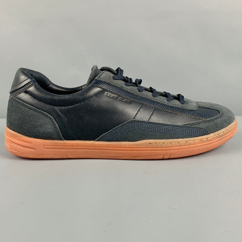 STONE ISLAND Size 11 Black Tan Mixed Fabrics Leather Low Rise Sneakers