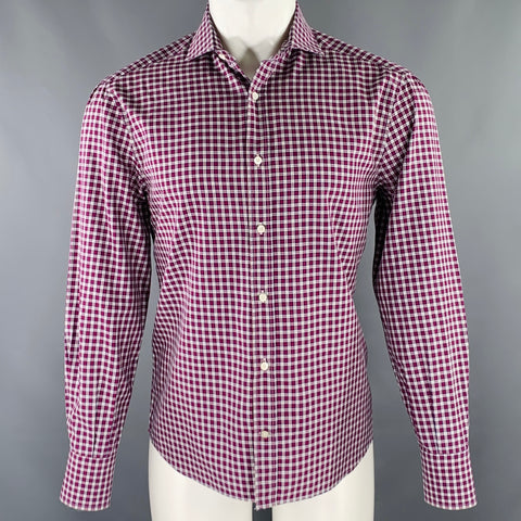 Chemise en coton à manches longues à carreaux rouges et blancs BRUNELLO CUCINELLI Taille M