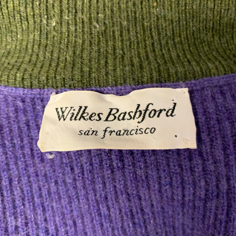 WILKES BASHFORD Size XL Purple Olive Knit Cashmere 1/4 Zip Sweater