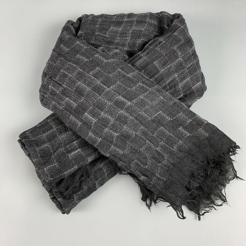 LOUIS VUITTON Black Grey Checkered Cashmere Silk Scarves