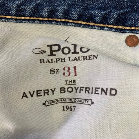 RALPH LAUREN Size 36 Indigo Patchwork Denim Zip Fly Jeans