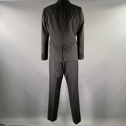 EMPORIO ARMANI Size 42 Grey Charcoal Pinstripe Virgin Wool Notch Lapel Suit
