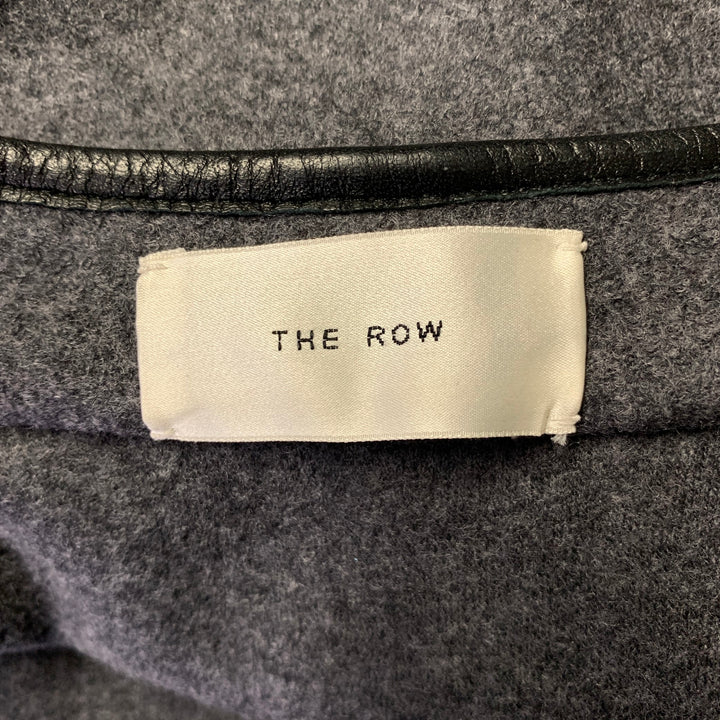 THE ROW Size 12 Grey Black Wool Lambskin Coat
